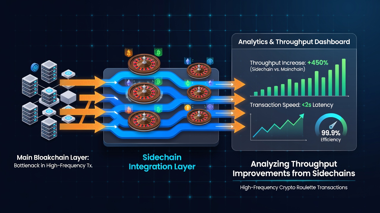 Diagramme zu Transaktionsraten und Sidechain-Leistungsmetriken in hochfrequenten Roulette-Systemen