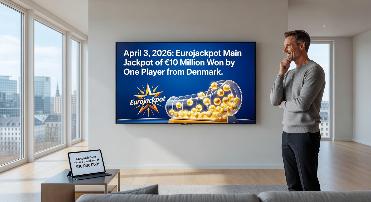 Ziehungsmaschine des Eurojackpots in Helsinki mit fallenden Kugeln, umgeben von Zuschauern und Lichtern, die die Spannung der Nacht einfangen